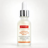 Gymsegbé Luminous Mighty Punch Serum in a frosted glass dropper bottle with a white dropper cap and a silver collar, on a clean white background.
