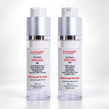 Two skincare bottles from gymsegbé Cosmetics, labeled HYPERSERUM AM and PM, standing side-by-side on a white background.