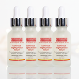 Four bottles of gymseghe Luminous Mighty Punch Serum on a white background