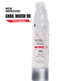 Skincare bottle labeled 'Snail Mucin 98' on a white background