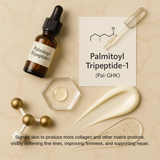 Skincare product with 'Palmitoyl Tripeptide-1' label on a beige background