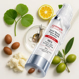 Gymseghe snail mucin power bomb essence bottle with snail, leaves, and lemon on a light background