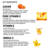 List of key ingredients with images and descriptions on a white background