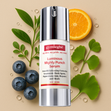 Gymsegbe Luminous Mighty Punch Serum with natural elements on a beige background