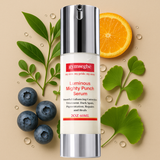 Gymsegbe Luminous Mighty Punch Serum with natural elements on a beige background