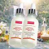 Two bottles of Gymsegbe Luminous Mighty Punch Serum with a natural background.