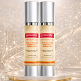 Two bottles of Gymsegbe Gem in a Bottle Night Face Moisturizer on a decorative background
