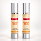 Two identical bottles of gymsegøb Gem in a Bottle Night Face Moisturizer standing upright on a white background.