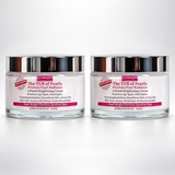 2 200ml glass jar of gymsegb·studio The TUB of Pearls Precious Pearl Radiance Brightening Cream, featuring a reflective silver lid and a white label with magenta and red text.