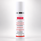 A white cylindrical skincare pump bottle with a silver collar, featuring a red and black label for gymsegbé Extreme Gel Peel, set against a clean white background.