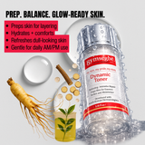 Gymsegbe Dynamic Toner bottle with ingredients and product benefits on a light gray background