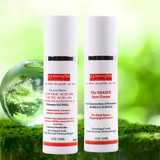 Two skincare products acid peel and eraser spot cream with greenery in the background