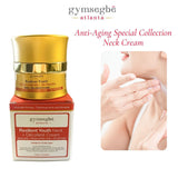 neck cream on the product packaging showing woman applying 