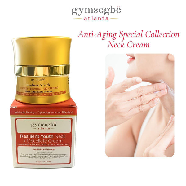 neck cream on the product packaging showing woman applying 