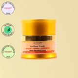 A jar of neck cream on a light yellow background
