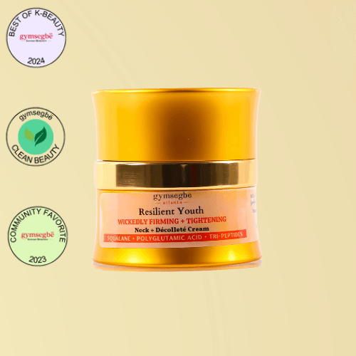 A jar of neck cream on a light yellow background