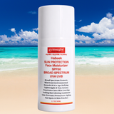 Sun protection face moisturizer with beach background